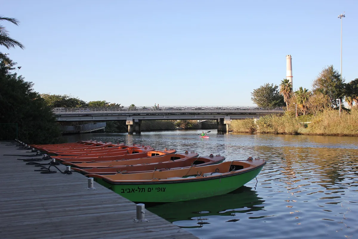 Boats on the Yarkon river in Yarkon Park, Tel Aviv